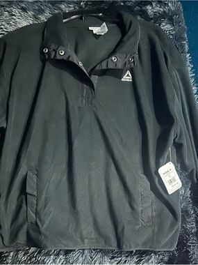 Reebok Black Pullover Windbreaker with Snap Collar